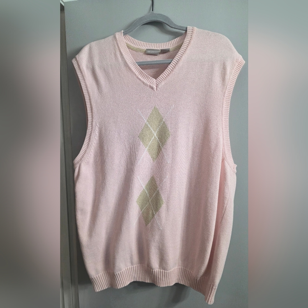 Fieldgear Pink Argyle V-Neck Sweater Vest